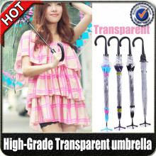Promocional moda reta cor PVC plástico claro transparente guarda-chuva